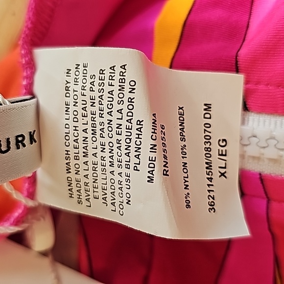 Trina Turk Vivid Pink & Orange Vista Long-Sleeve One Piece Swimsuit - Size XL - Picture 9 of 11